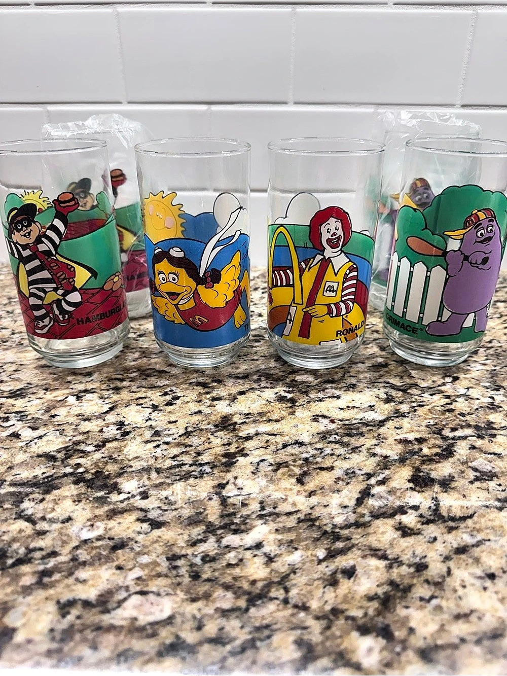 6 McDonald's Collectible Vintage Character Glass Tumblers set